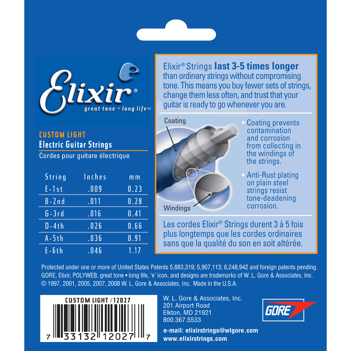 Elixir Guitar Strings Electric Nanoweb Custom Light 9-46 - School Locker