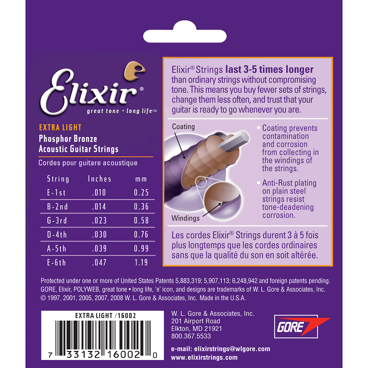 Elixir Guitar Strings Nanoweb Phosphor Bronze XLight 1047 School Locker