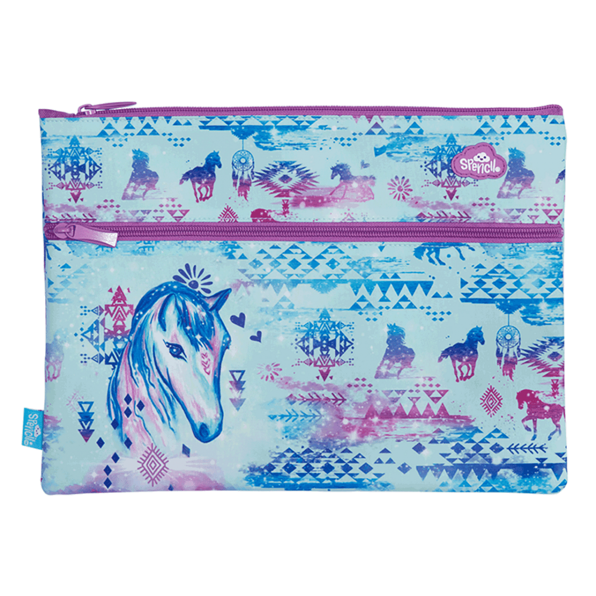 Twin Zip Pencil Case - Aztec Horse Twin Zip Pencil Case - Aztec Horse