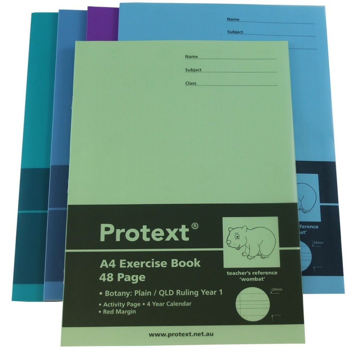Botany Book A4 48pg Protext Plain/QLD Ruled Year 1 + margin School Locker