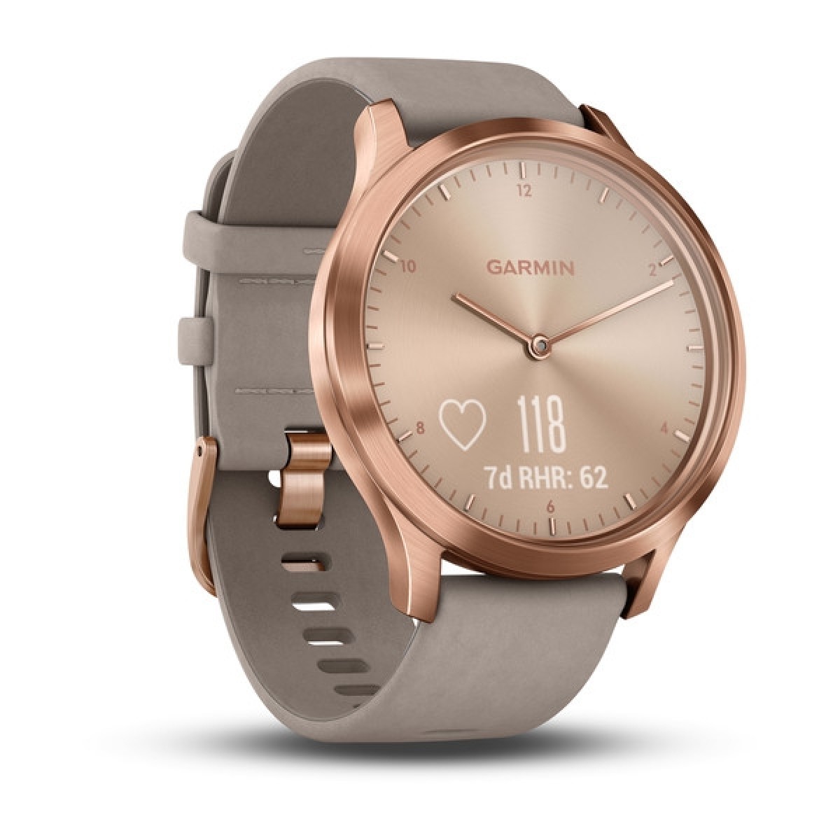 Garmin vivomove HR Premium Rose Gold Case with Gray Suede Band O School Locker