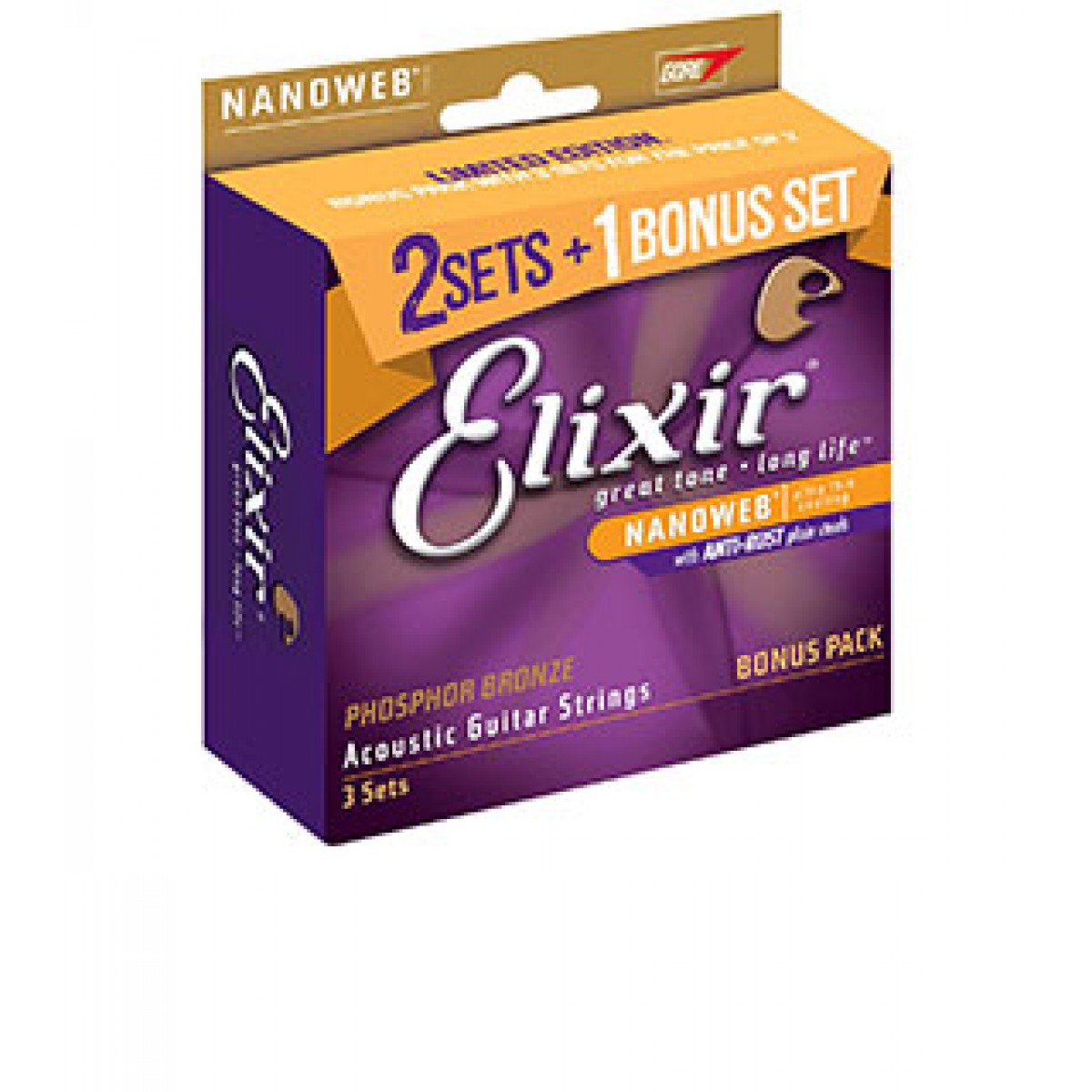 Elixir Guitar Strings Nano PB 11 52 3pk Custom Light School Locker
