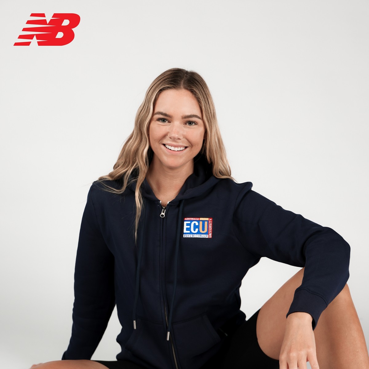 Ladies navy zip hoodie top