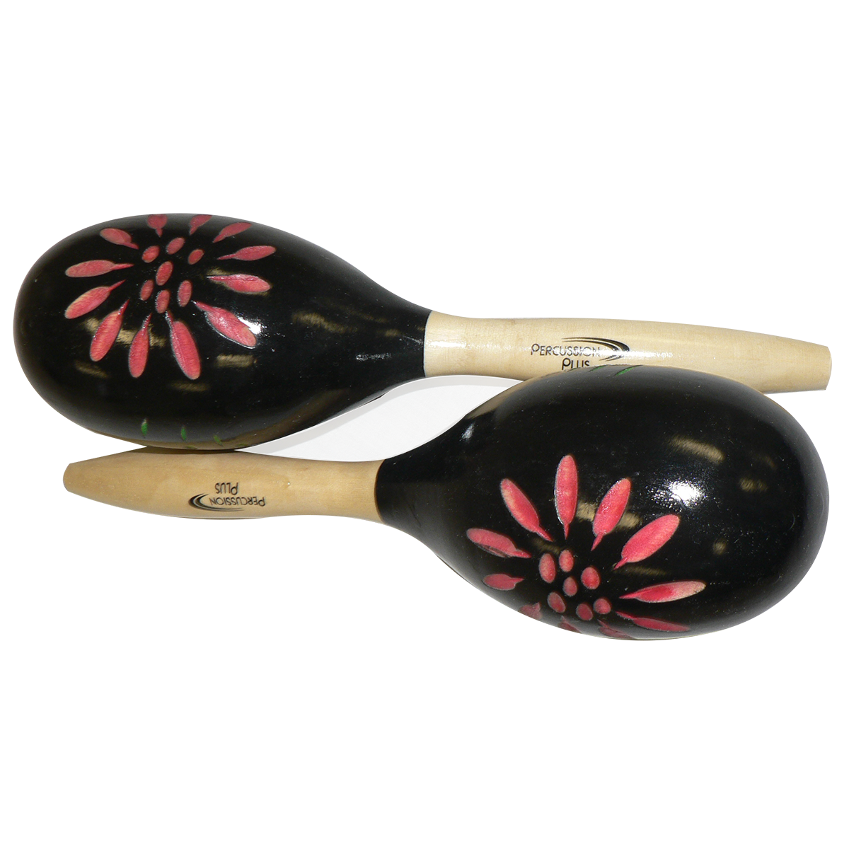 Percussion Plus Maracas Wood Black with Flower School Locker