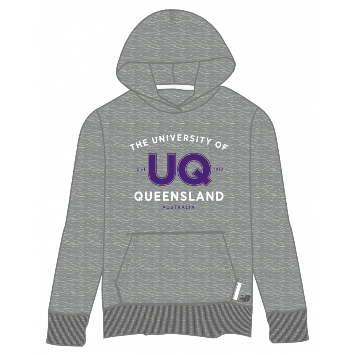UQ New Balance Mens Varsity Print Hoodie Grey School Locker