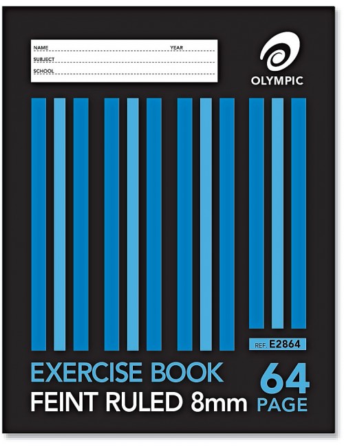 Olympic Exercise Book Feint Ruled strip 8mm 225x175mm 64 pages stapled 140759 