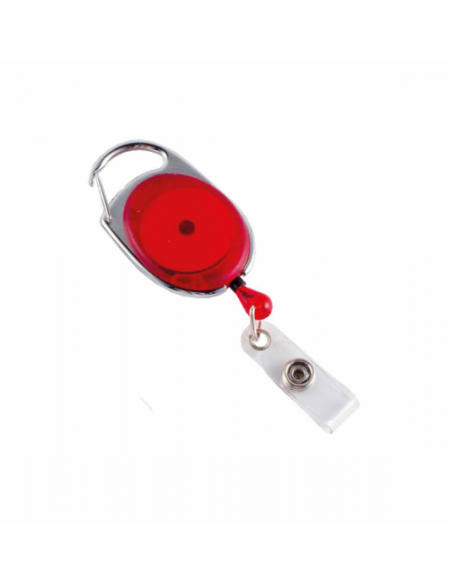 Retractable ID Tag Holder with Carabiner Clip Red School Locker