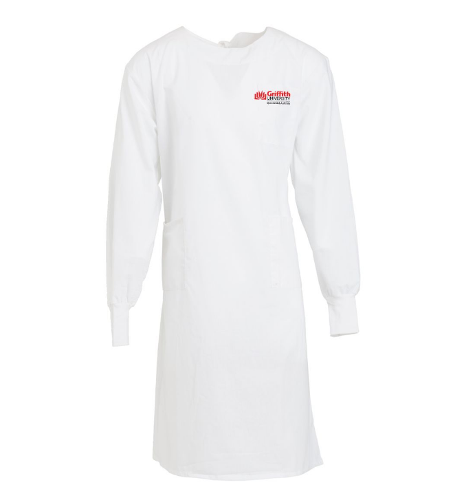 GU White Lab Gown School Locker