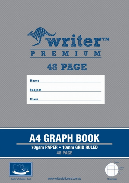 Writer Premium A4 48Pg 10Mm Graph Book - School Locker