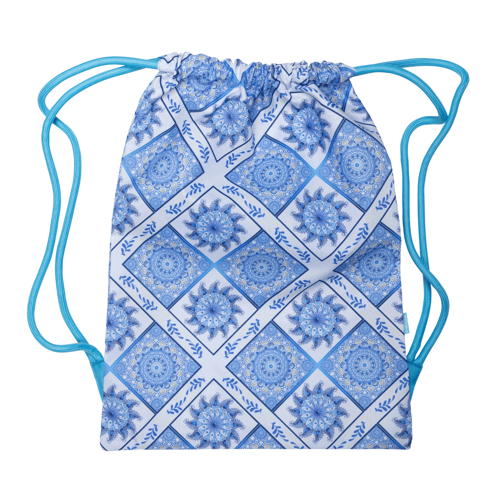 Spencil Big Drawstring Bag - Boho Blue - School Locker