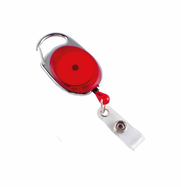 Retractable ID Tag Holder with Carabiner Clip Red - School Locker
