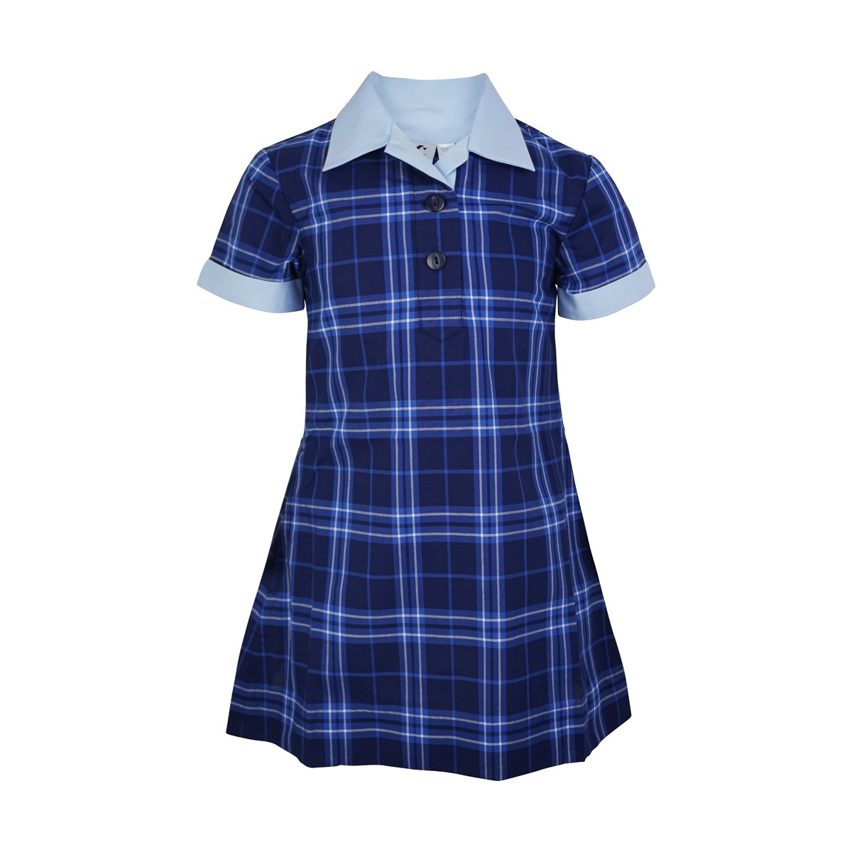 blue checked school dress