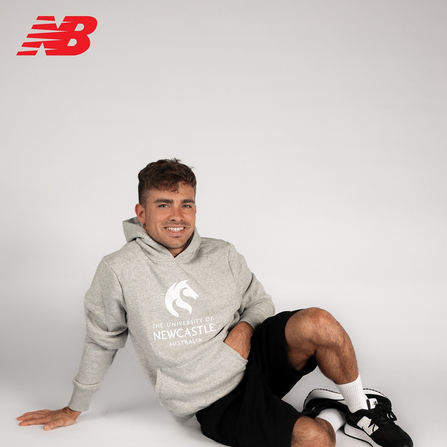 UON New Balance Mens Pullover Hoodie Grey Large Heat Seal School