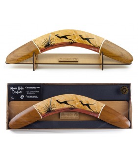 Murra Wolka Boomerang with Stand & Box 38cm  - Landscape art