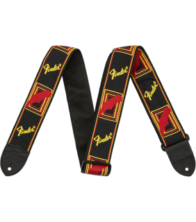 Fender® 2" Monogrammed Strap, Black/Yellow/Red