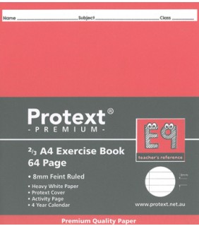 Exercise Book Poly Cover Protext A4 64pg Feint Ruled 8mm