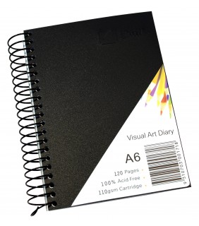 Quill Visual Art Diary PP 110gsm A6 120 Pages - Black