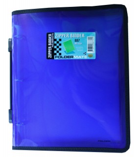 Bantex Translucent Zipper Binder PP A4 3-O Ring 25mm - Blue