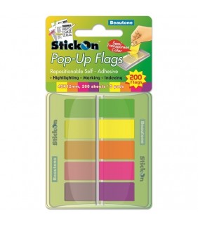 Stick On Flags Pop Up 45mm x 12mm 5 Pads x 40 Sheets - Assorted