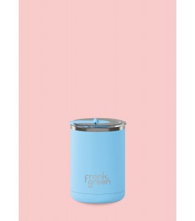 Ceramic Coffee Cup with Hinged Lid - Sky Blue