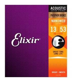 Elixir Guitar Strings Nanoweb Phosphor Bronze HD Light 13-53