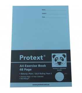 Protext A4 48pg Exercise Book Botany plain/QLD ruled Year 2 + margin