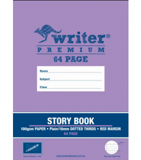 Writer Premium Story Book 64Pg Top Plain- Bottom 18mm Dotted Thirds