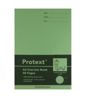 Protext A4 48pg Exercise Book Botany plain/QLD ruled Year 3&4 + marg
