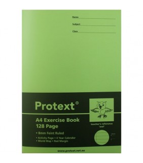  Exercise Book Poly Cover Protext A4 128pg Feint Ruled 8mm