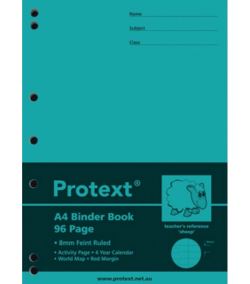 Protext A4 Binder Book 96Pg 8Mm Ruled + Margin