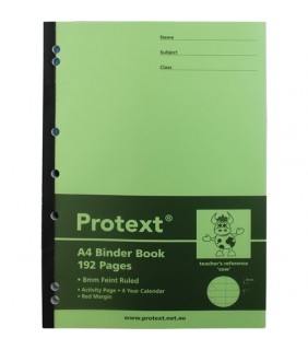 Protext A4 Binder Book 192pg 8mm ruled + margin