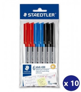Staedtler Ballpoint pen stick 430 medium - polybag of 6 assorted colou