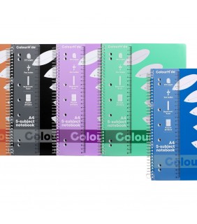 Colourhide A4 5 Subject Notebook Assorted