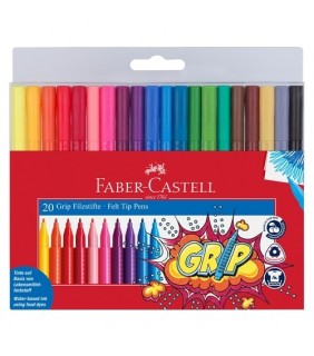 Faber-Castell Grip Colour Markers Assorted – Pack of 20