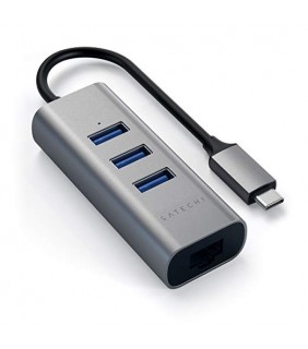 SATECHI Type-C 2-in-1 USB 3.0 3-Port Hub & Ethernet (Space Grey)