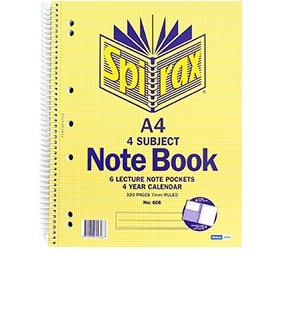 Spirax A4 4 Subject Notebook No.606
