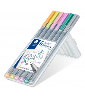 Staedtler triplus fineliner - wallet of 6 assorted pastel colours