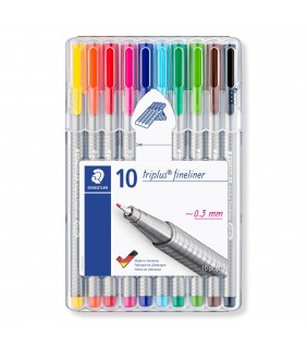 Staedtler Pen Assorted Colour Fineliner Triplus Wallet 10