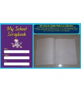 AMH Learning Supplies Scrap Book Yr 1 Half Blank/ Half Blank/ Half Red/Blue Lined