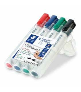 Staedtler Lumocolor Whiteboard Marker Bullet Point - Wallet 4 Black