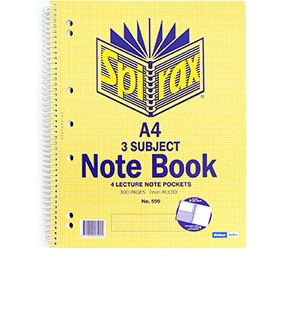 Spirax A4 3 Subject Notebook No.599