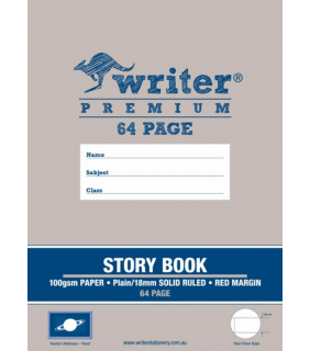 Writer Story Book 64pg  1/2 plain - 1/2 18mm Solid Ruled (Planet)