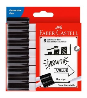 Faber-Castell Connector Whiteboard Markers, Black – Pack of 8