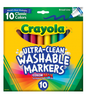 Crayola 10ct Ultra-Clean Classic Broadline Markers