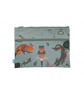Spencil A4 Twin Zip Pencil Case - Quirky Chameleon