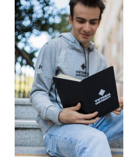 Victoria University Venture A5 PU Notebook with Elastic Closure - Black w/ White