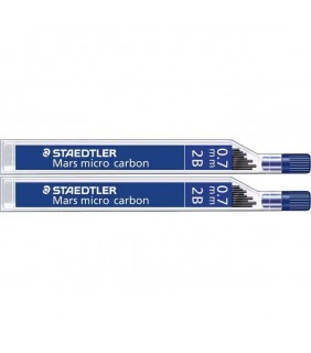 2 PACK - Staedtler Mars micro carbon leads - 0.7mm 2B tube of 12, card 2