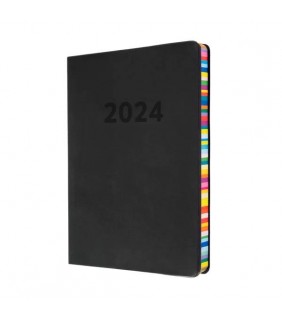 Collins Debden Diary 2024 A5 WTV Edge Rainbow Charcoal Black