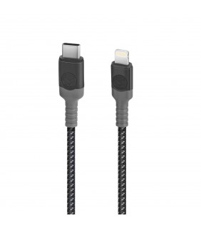 Bonelk Long-Life USB-C to Lightning Cable (1.2 m) (Black/Grey)