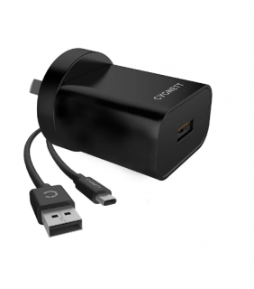 Cygnett PowerPlus QC 3.0 + USB-C to USB-A cable - AU Black